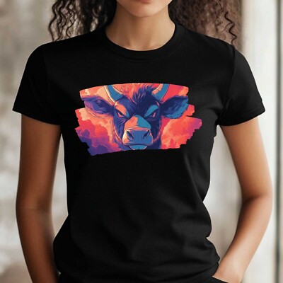 T-Shirt Frauen Kuh im Anime Style Motiv Baumwolle Größe XS bis 3XL
