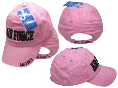AIR FORCE WIFE Embroidered Ball Cap Hat Pink, Adjustable Strap,