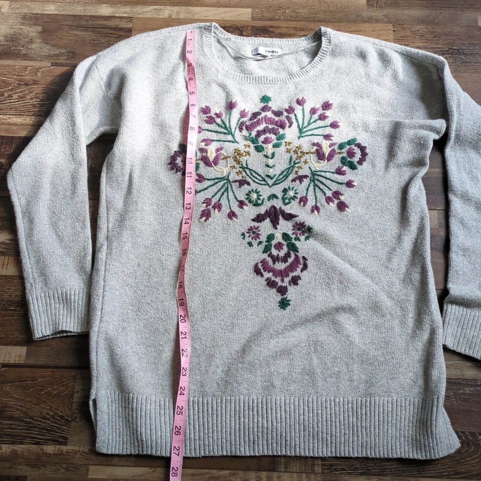 Suéter Sonoma Para Mujer Mediano Floral Grandmacore Look Púrpura Algodón Nylon Foto 4 de 4