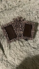 Vintage Pewter Angel Double Picture Frame 