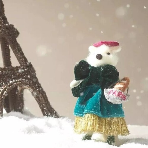 Anthropologie Handmade Felt Travel Fox Ornament NEW Paris French Christmas