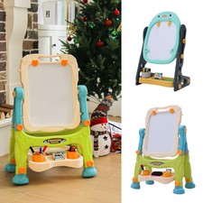 Kids Art Easel Double Sided Magnetic Whiteboard & Blackboard Adjust Height