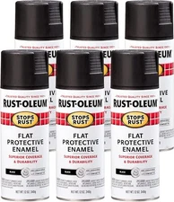 7776830-6PK Stops Rust Spray Paint, 12 Oz, Flat Black, 6 Pack