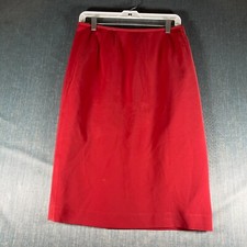 Kasper Women 2 Piece Skirt Suit Size 10 Red Lined Collared Short Sleeve Back Zip