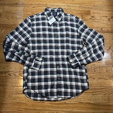 J. Crew Flannel Shirt Men Medium Plaid Outdoor Button Front Pocket Preppy Casual