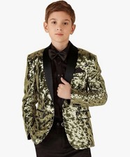 Boys Kids Sequin Blazer Dance Party Two Tone Glitter Jacket Sz 120 Torn Button
