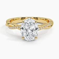 2.00 CT Oval Cut F VS1 Lab Grown Twisted Vine Diamond Ring in 14K Yellow Gold