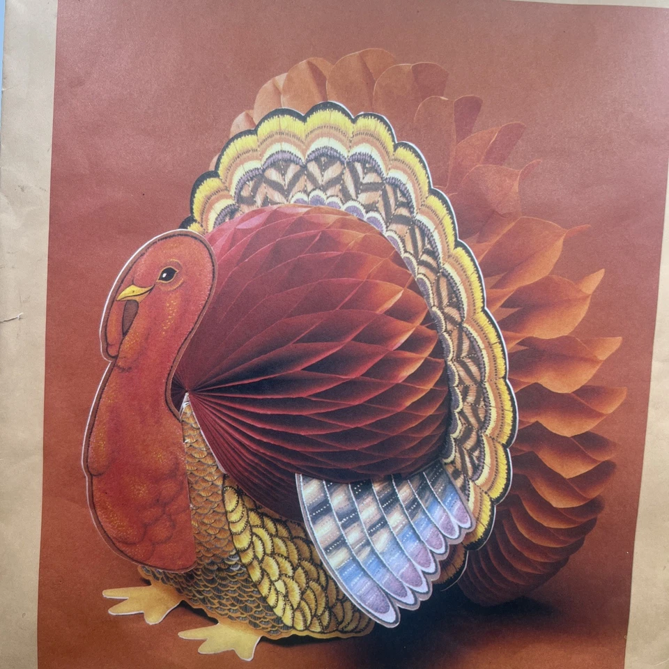 Vintage Hallmark Turkey Centerpiece Thanksgiving Fall Decor Honeycomb 9” - Image 2 of 4