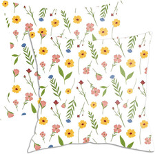 2 Pack Retro Cute Wildflowers Decor Throw Pillow Covers, 18X18 Pillow Cover, Dec