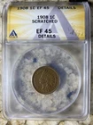 1908 Indian Head Small Cent 1C ANACS EF45 Details Scratched Cert 7829495