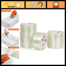 Heavy Duty 2" x 30yds Transparent Fiberglass Strapping Tape, Reinforced Packing,