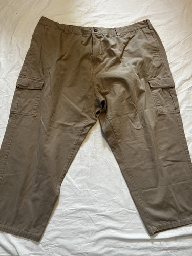 Falcon Bay Men's Full Elastic Waist Pants Sz 4X 54-56 Cargo Beige Men’s Pull On