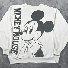 Vintage Disney 90s Sweatshirt Mens XL White Mickey Mouse Cartoon Lightweight