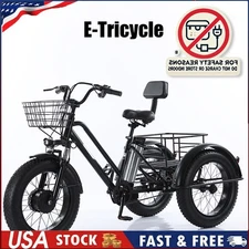 500W 48V 13A Electric Snow Tricycle 3 wheel e-bike 4.0 Fat Tire Tricycle B9 US