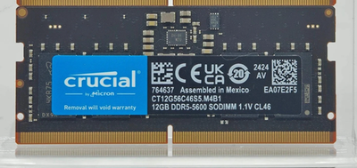 Crucial 12GB DDR5-5600 SO-DIMM Laptop Memory Modules (1x12GB) RAM