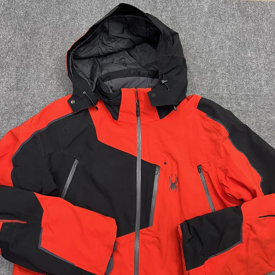 Jaqueta Spyder Masculina XL Vermelha Preta GORE-TEX Primaloft Esqui Neve Com Capuz Impermeável - Imagem 3 de 4