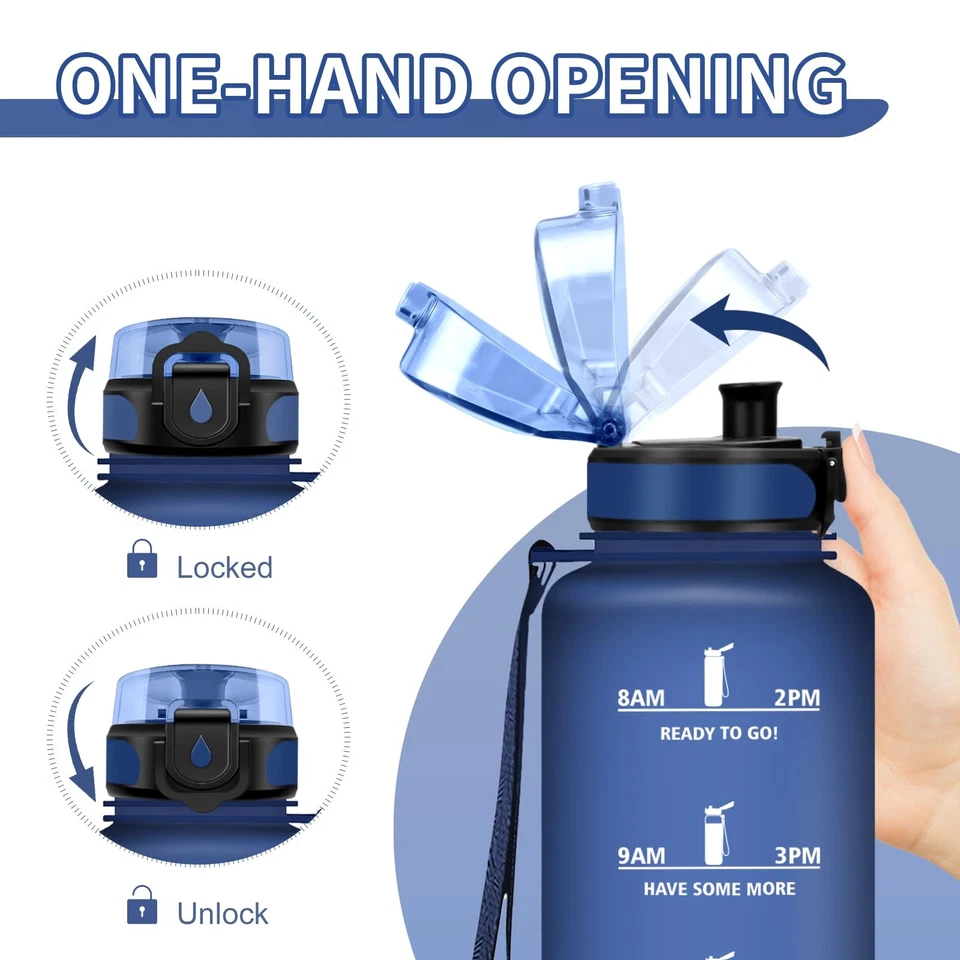 Wasserflasche Sport 1.5L Auslaufsicher Wasserflasche mit Filter Motivierende ... - Bild 2 von 4