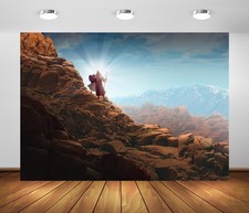 8x6ft Fabric Moses Backdrop Moses Holding Ten Commandments Tablets on Mount S...