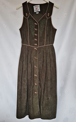 DRESS VINTAGE MARIANNE MICHAEL TYROL OKTOBERFEST DIRNDL GREEN WOMENS US 8 EU 36