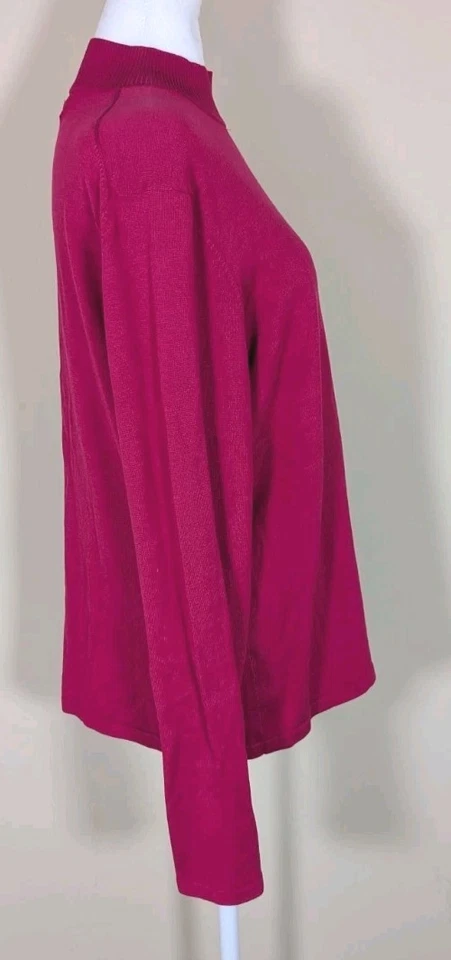 Pursuits Ltd 73 % mezcla de seda para mujer XL magenta cuello falso manga larga Foto 3 de 4