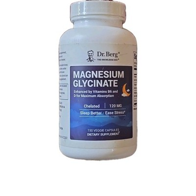 Dr. Berg's Magnesium Glycine - Fully Chelated ~ Vitamin D&B6150 Vegetarian Cap-