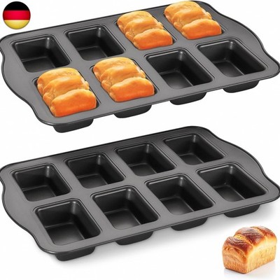 HONGBAKE 2er-Set Mini-Kastenform, 8-fach Antihaft Brotbackform (36x24cm) aus
