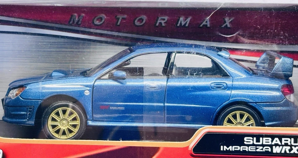 Motormax 1:24 Subaru Impreza WRX STi Diecast Modelo Coche Nuevo En Caja Azul Foto 2 de 4