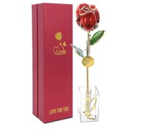 24k Real Rose Dipped 24K Gold with stand , couple gift