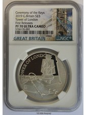2019 Tower Of London Ceremony Of The Keys Silver Proof £5 First Releases PF70