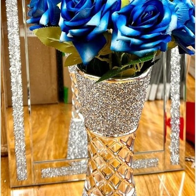 Blumenstrauß 12 Stück Rosengefäß Kunstrose Forever Blumendekor blau
