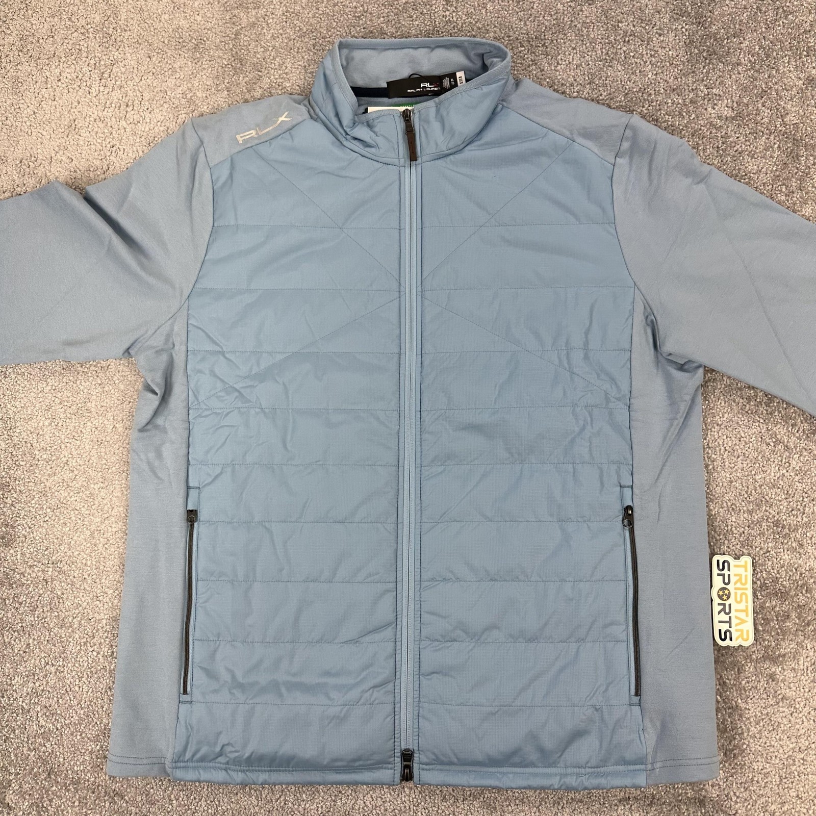RLX Ralph Lauren Golf Jacket Mens XL Blue Quilted Hybrid Insulated Full Zip
