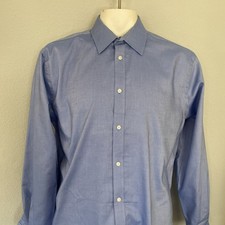 Mens Tommy Hilfiger Dress Shirts Long Sleeve Athletic Fit Stretch Blue 17 34/35