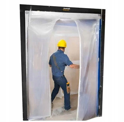 CONSORTE Folienlackiertür mit Staubschutzvorhang für Renovierung mit Schloss 220x120