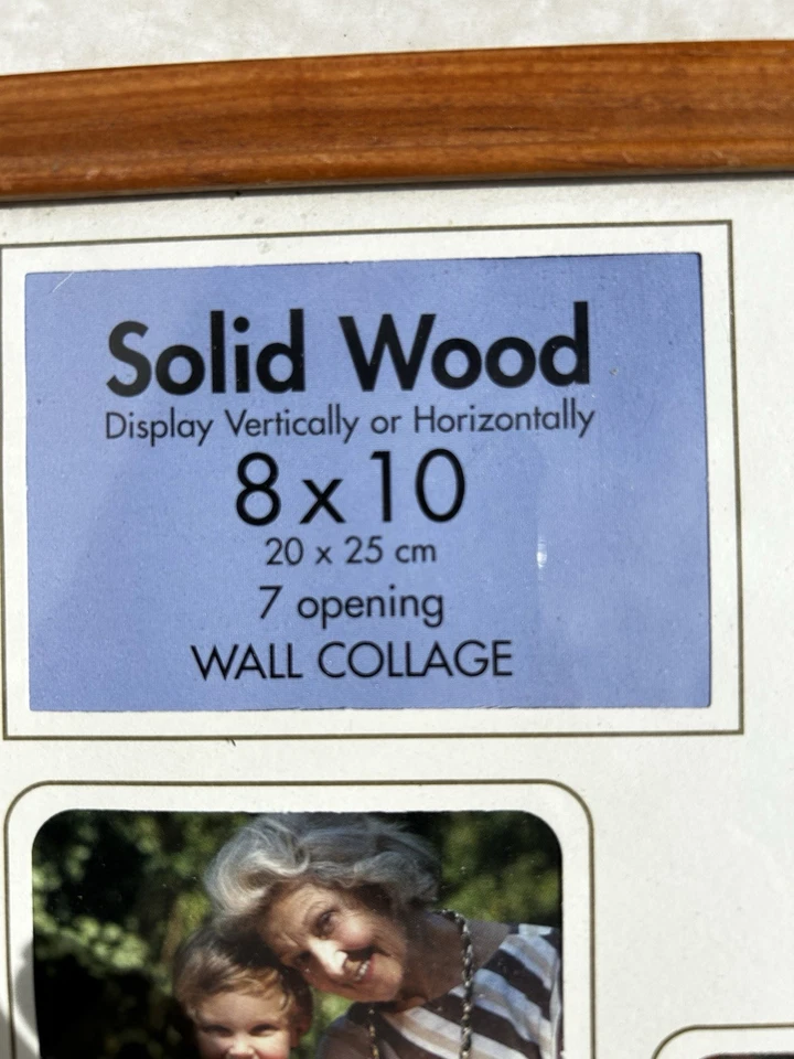 New•Solid Wood 8x10 Family Collage Photo Frame•7 Spaces•Retro 80s Vintage - Image 2 of 4
