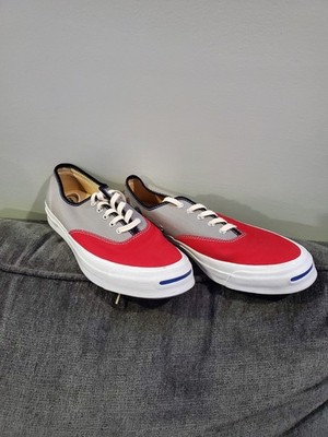 Converse Jack Purcell Colorblock Canvas Sneakers Red/Gray/White Lace Up Men's