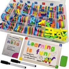 291Pcs ABC Magnets Board Magnetic Letters Numbers and Shapes Maker for Kids a...