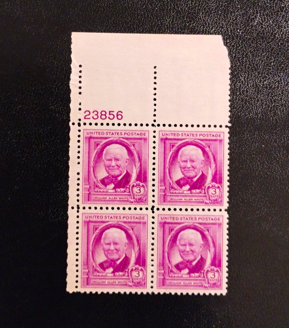 United States William Allen White 3¢ Violet Plate Block of 4 MNH #23856