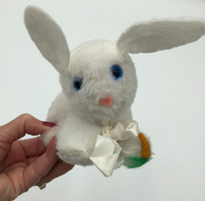 Vintage Eden White Plush Rattle Bunny With Felt ears 7"