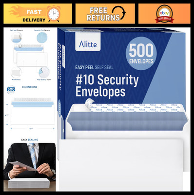 Self-Seal Security Envelopes #10, 500 Count, Windowless, Tinted for Checks & Let