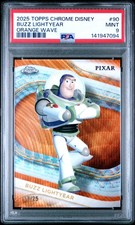2025 TOPPS CHROME DISNEY ORANGE WAVE #90 BUZZ LIGHTYEAR 17/25 PSA 9