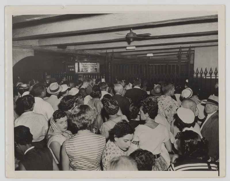 Vintage 1955 NYC Commuters Await Long Island Railroad Train Photo