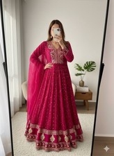 New Stylish Pure Georgette Pink Gown Bottom With Dupatta For Festival Wear