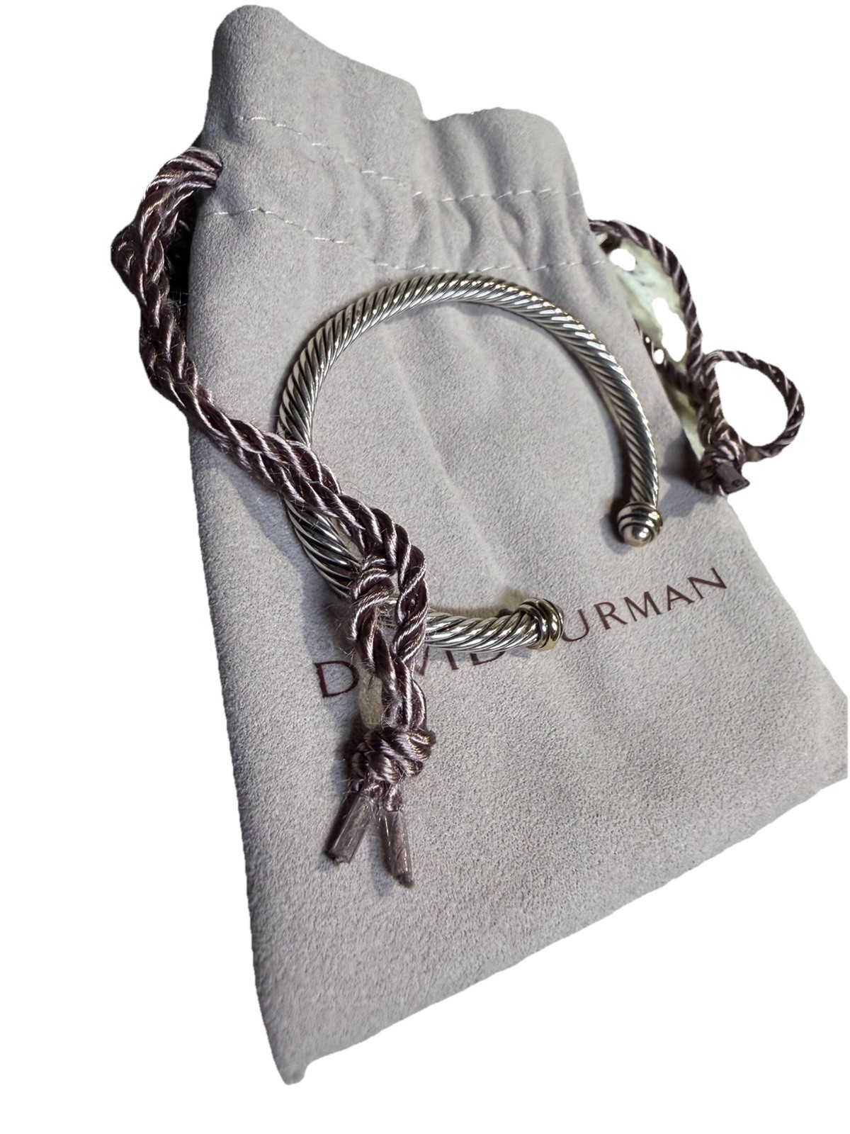 Authentic DAVID YURMAN 5mm Cable Classic Bracelet 18K 750 Gold Dome M + POUCH