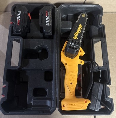 Mini Chainsaw 6in, Cordless Super Handheld Chainsaw with 2x Big Batteries W Case