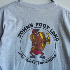 ANVIL Vtg 90s John's Foot Long Provincetown P-Town Cape Cod T-SHIRT Men's S M