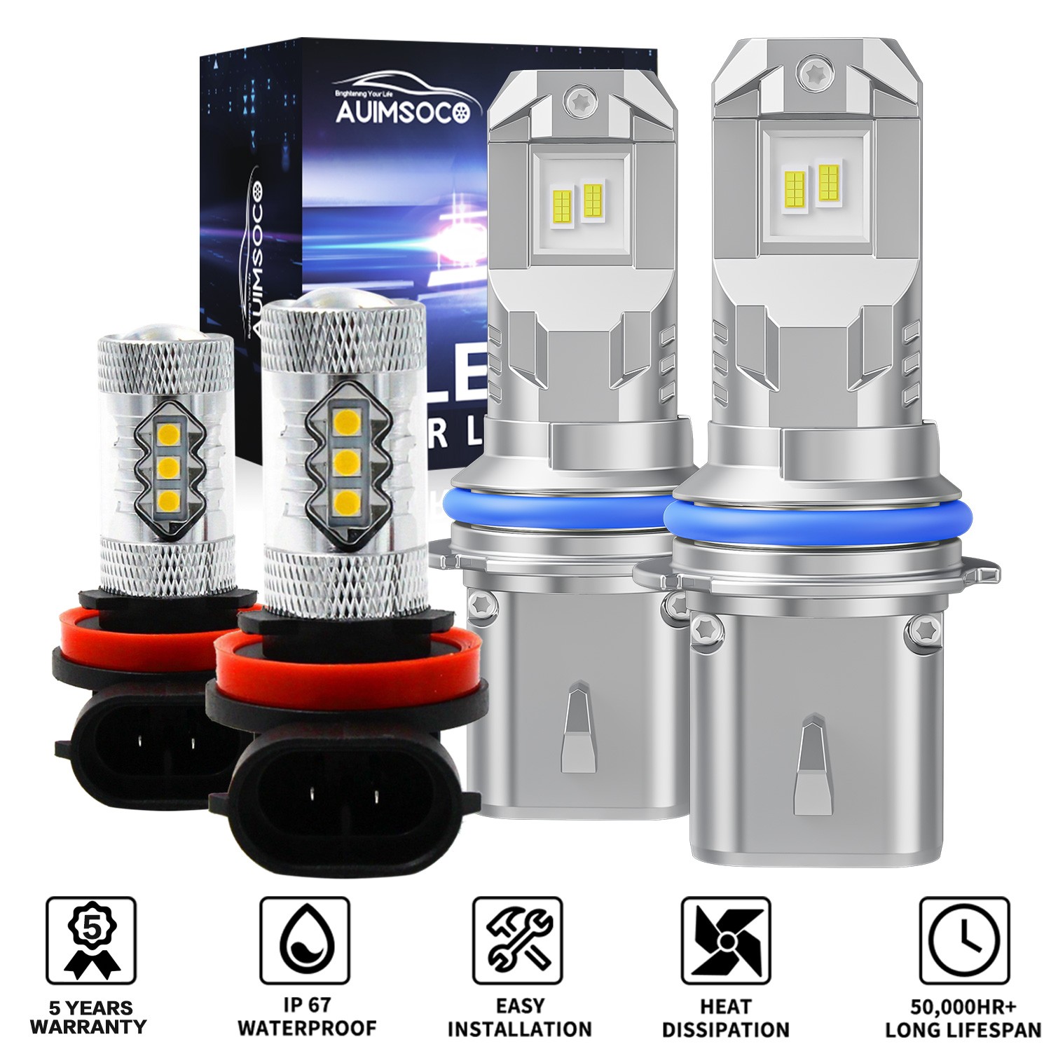 For Nissan Frontier 2005-2018 4X LED Headlight High-Low + Fog Light Bulbs 6000K