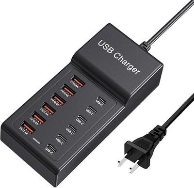 Multi USB Charger USB C Charging Station Block 50W 12 Ports Multiple USB C Hub