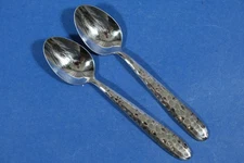 2 x Cambridge Revolution Mirror Hammered Stainless Teaspoons 7”