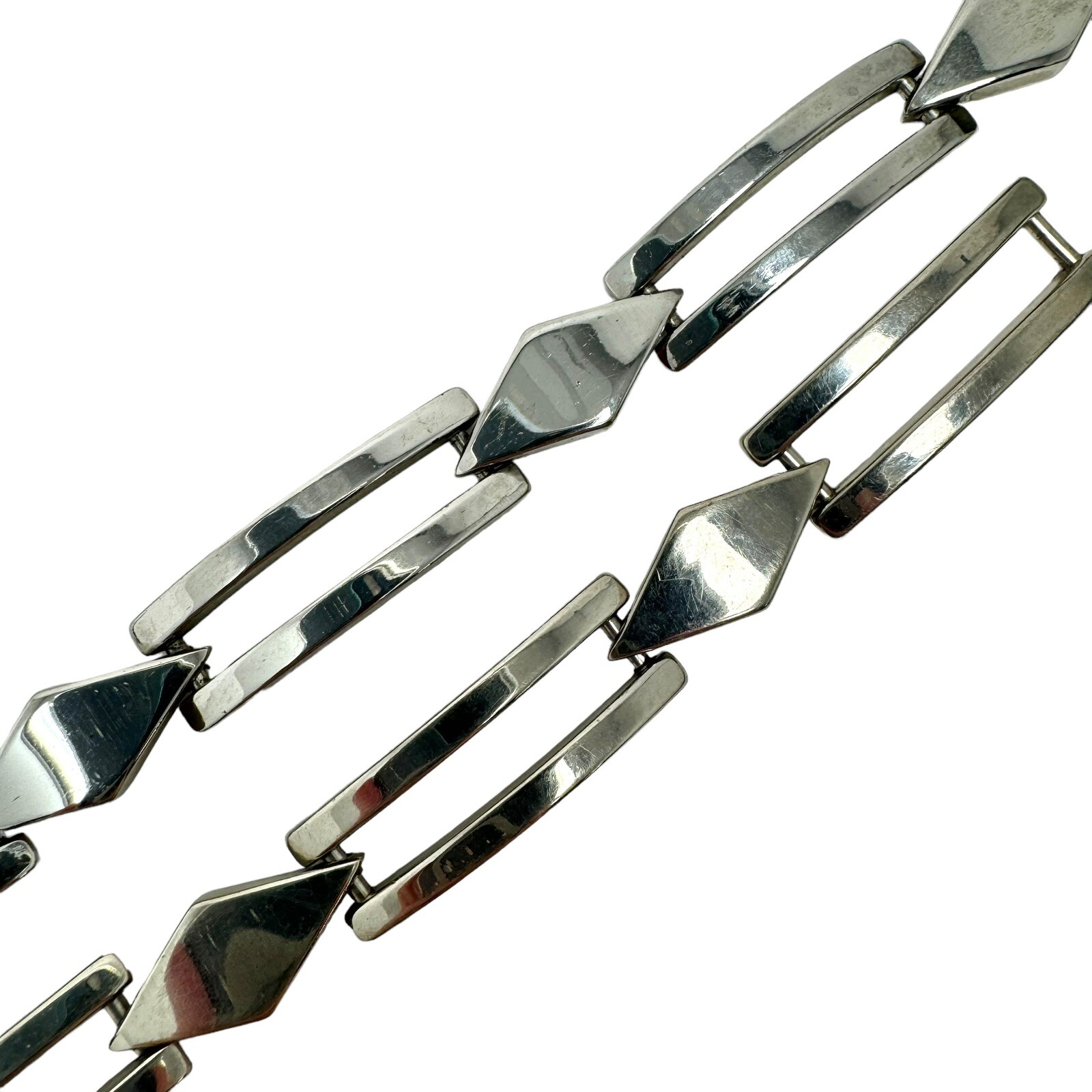 Vintage Silver Tone Curved Rectangular Link Neckl… - image 8