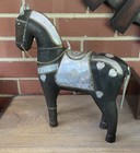Wooden Horse Hand Carved Silver Hearts India Folk Art Vintage Home Decor Gift — photo 5
